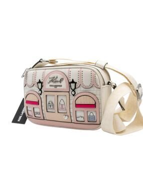 KARL LAGERFELD Paris Maybelle Boutique Crossbody Bag White Pink Novelty